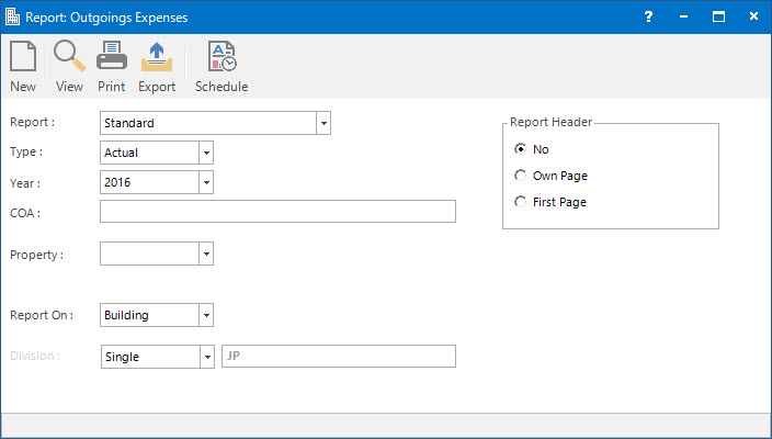 Printing Outgoings Expenses Reports