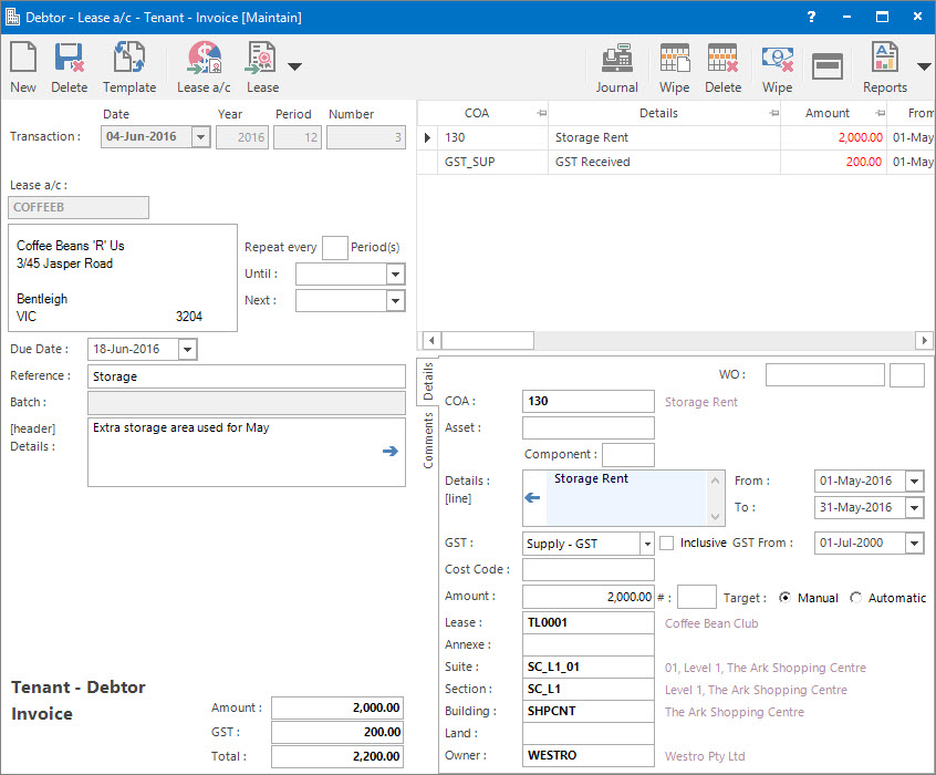 Entering Tenant Invoices