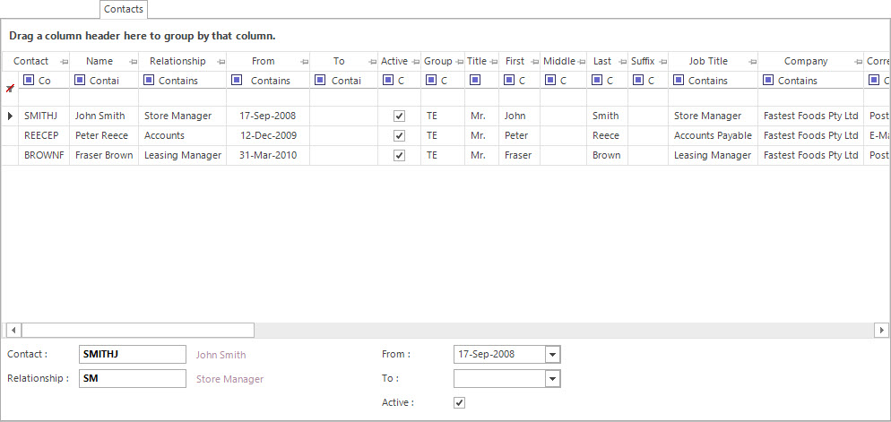 Resource Table Contac Shared Optional Tab: Contacts
